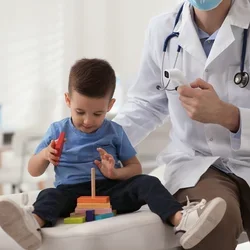 Child playing with a toy at the doctors office